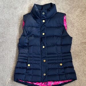 Lilly Pulitzer Navy Puffer Vest with Pink Lining